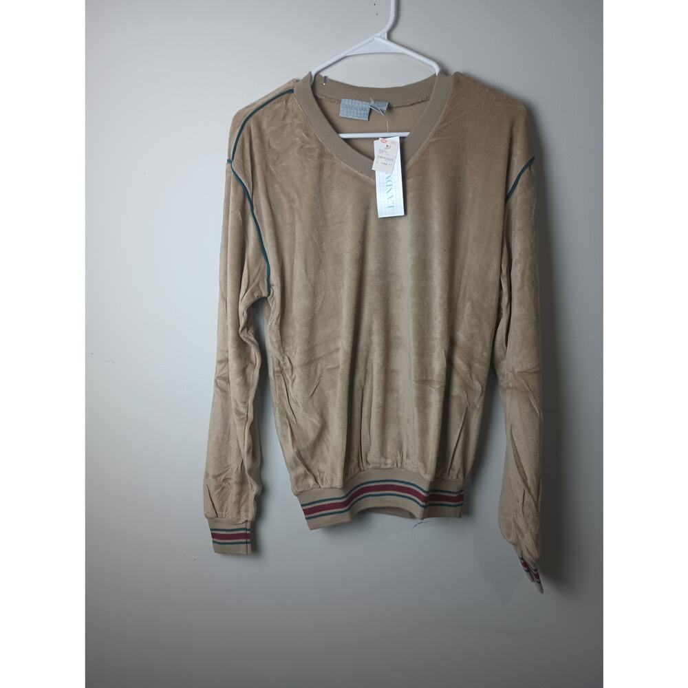 Vtg Landmark 70s 80s‎ Brown Terry Suede Sweater NWT Men's Size Large Gift